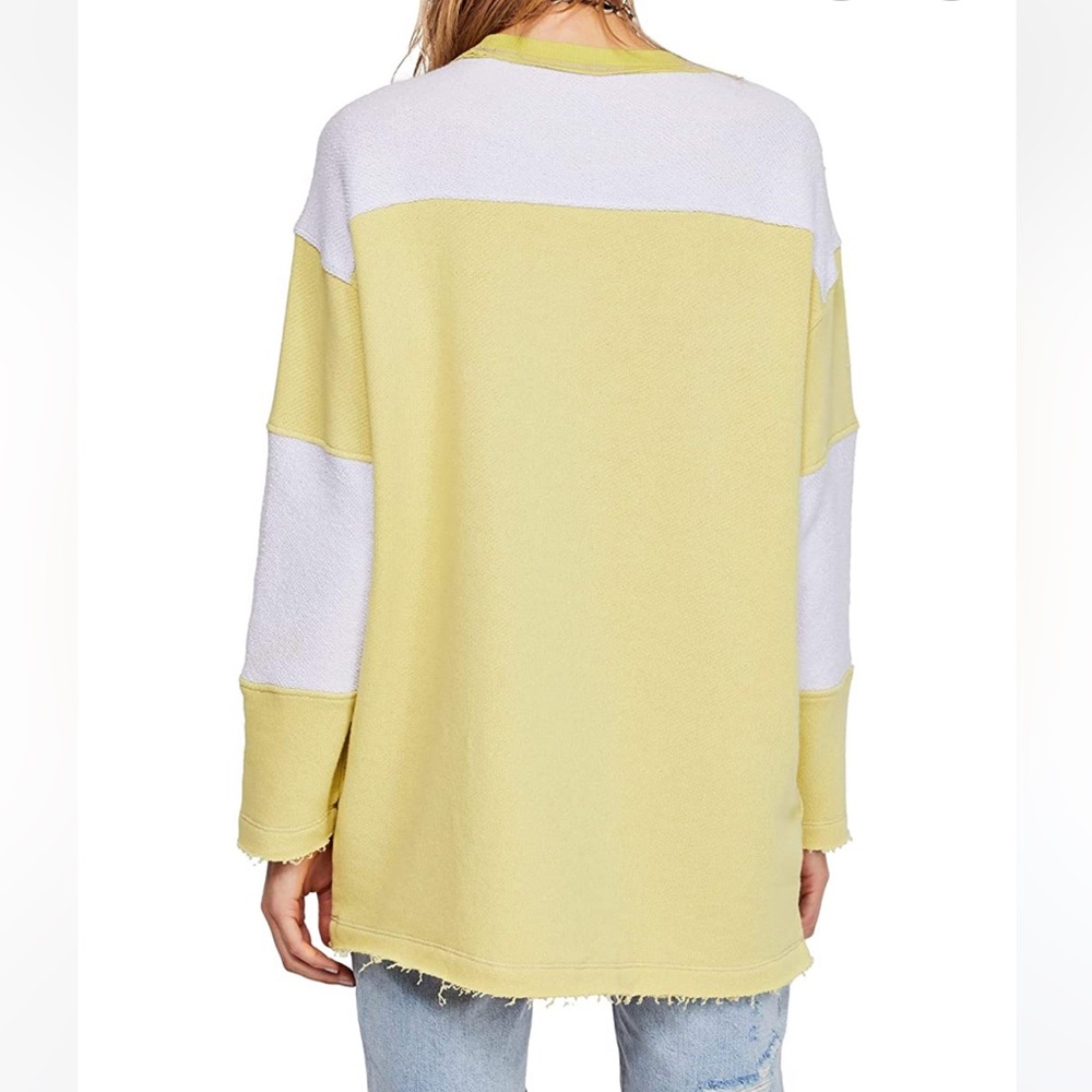 NWT XS Free People Jordan Fleece Sweatshirt Citron Combo Colorblock Oversized FP - Picture 5 of 15